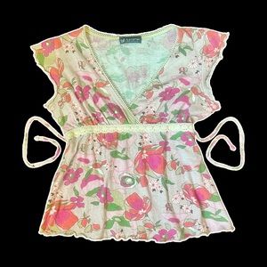 SOLD Self Esteem y2k floral v neck tie top!